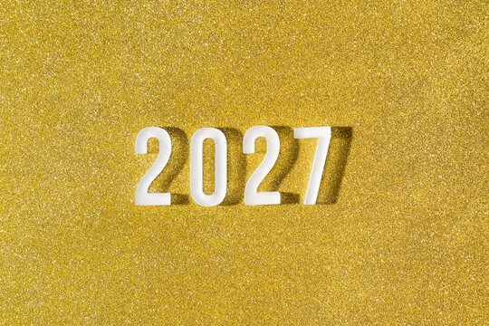 2027 new year numbers on sparkling gold background