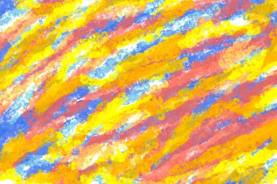 Colorful abstract brush strokes in yellow blue and coral