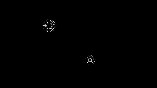 Fireworks Circles and Line Burst on black Screen  background. Circle bursting, flat, vector, doodle style random explosion. Line animation movement of modern fireworks explosion. 4k video
