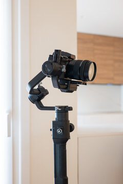 Camera stabilizer in modern apartment interior lifestyle
