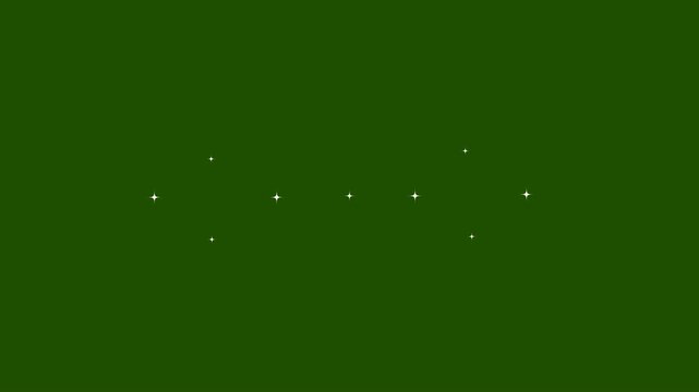 Sparkle Twinkle Star Animation, White Cartoon Stars, Glitter Shine Bursts and Fast Light Trails, Flat Vector Doodle Style, Blinking Twinkle Effects, Festive Seamless Loop Green Screen Background, 4K