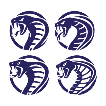 Cobra Snake Mascot Logo Bundle - Aggressive Serpent Head Icon