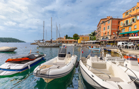 Colorful harbor of Villefranche-sur-Mer on French Riviera