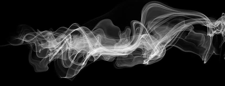 Ethereal White Smoke Ribbons Flowing Through Darkness 4K

