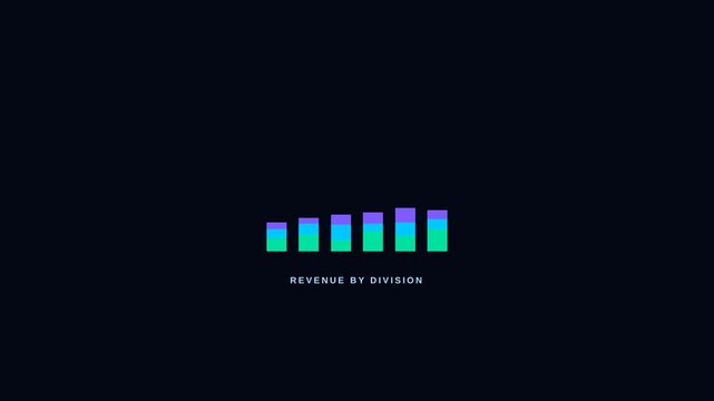 Abstract Digital Animation with Colorful Bars and Text.