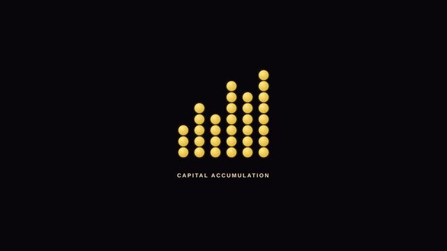 Abstract Digital Data Visualization with Golden Dots and Graphs.