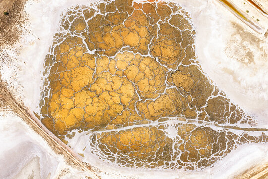 Abstract salt flat pattern in Toledo province during summer
