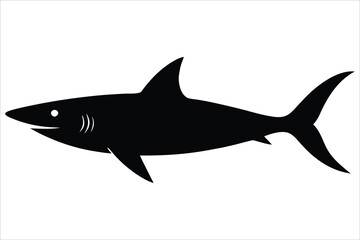 Obraz premium Great White Shark Swimming Black Silhouette
