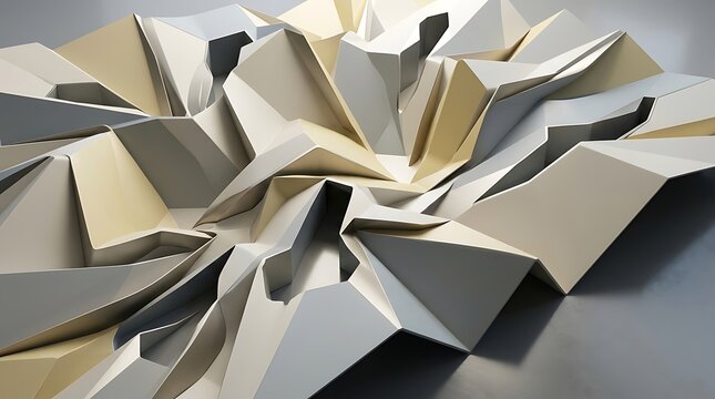 An exploration of computational folded terrain showcasing the complex geometries and artistic possibilities of algorithmic design and material manipulation