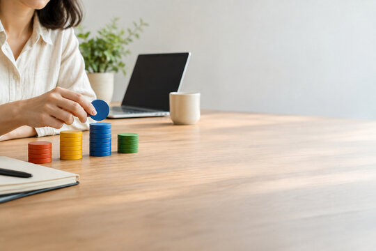Cash Flow Planning With Colored Tokens, wide copy space