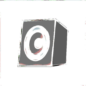 Copyright symbol on a cube