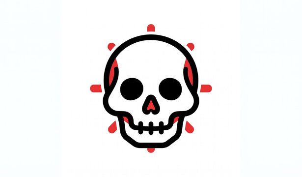 Death Skull Bicolor Flat Vector Icon in Red and Black