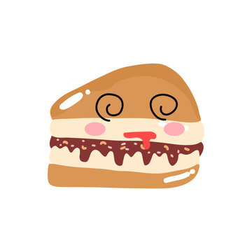 Cute food mascot sticker set inspired by martabak manis with humorous facial expressions. 