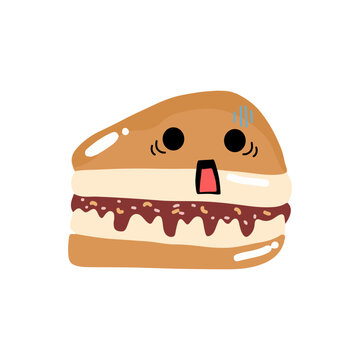 Cute food mascot sticker set inspired by martabak manis with humorous facial expressions. 
