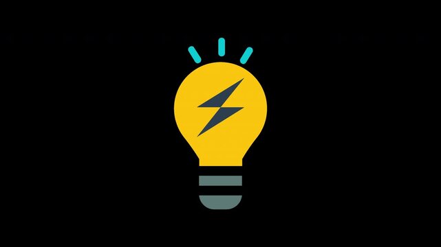 Minimalist graphic animation of a glowing yellow light bulb symbol representing creative business innovation ideas