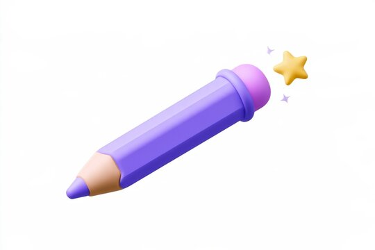 3D document edit icon with a pencil writing on a paper sheet isolated on white background. Matte claymorphism style content creation concept.