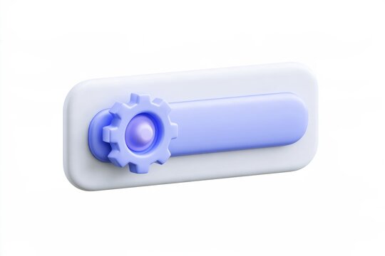 3D browser window setting icon with a gear inside isolated on white background. Minimal matte claymorphism style software config concept.
