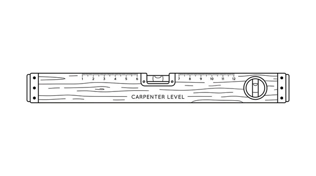 Horizontal spirit level tool for measuring flatness and alignment during construction and carpentry with carpentry
