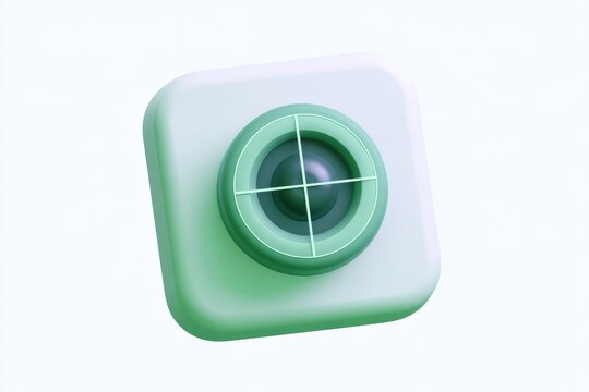 3D eye target crosshair lens icon isolated on white background. Minimal matte claymorphism style marketing targeting and focus concept.