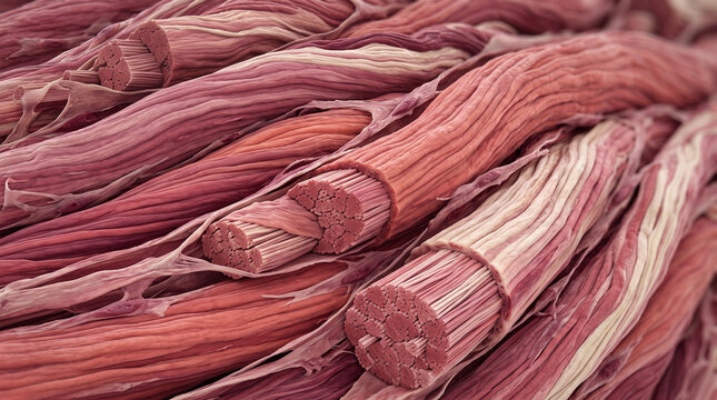 Ultra Realistic Tendon Fascicle Collagen Hierarchical Microstructure Microscopic Connective Tissue Scientific Background
