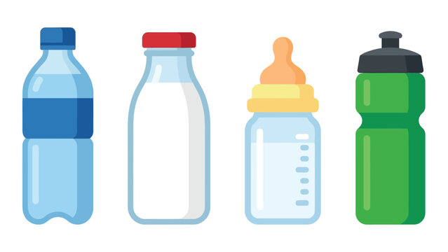 Four Different Types of Drink Containers with Bottle and Sippy Cup