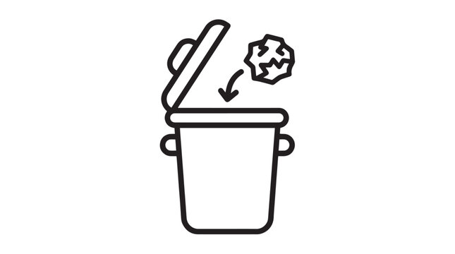 Waste bin vector illustration depicting paper being thrown into an open trash can graphic design