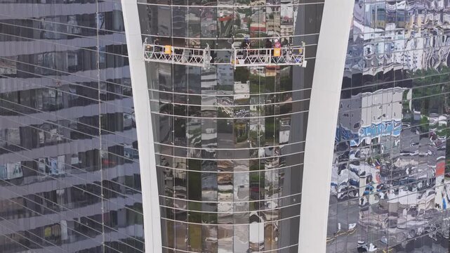 Aerial view of skyscraper on Avenida Winston Churchill, Dominican Republic.