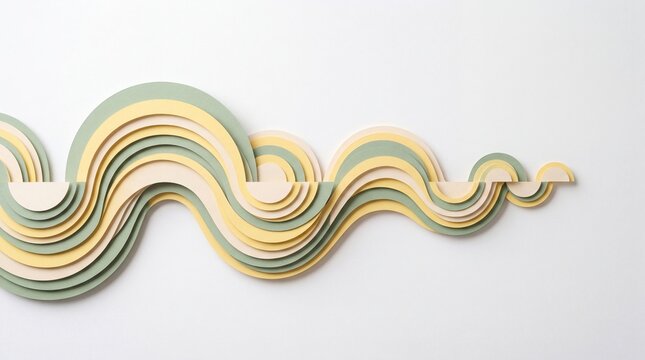 Abstract Paper Cut Wave Design on White Background