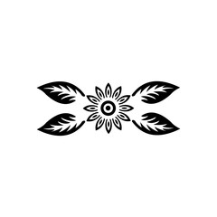 Fototapeta premium Symmetrical Floral Leaf Ornament Divider Vector Icon