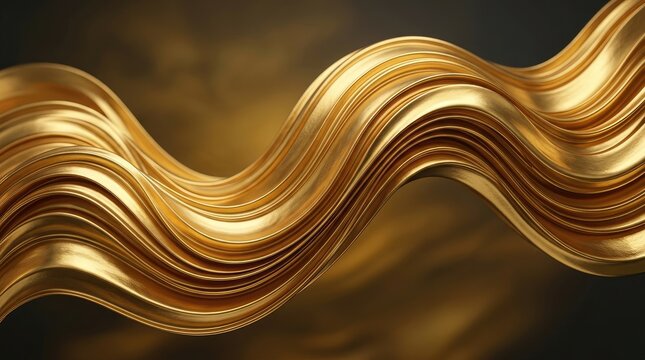 Golden waves of liquid gold on a dark background.