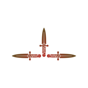 Three Crossed Tactical Daggers Vector Illustration