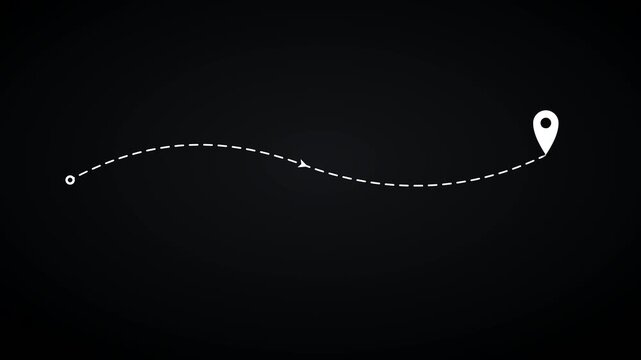 Animated GPS Route Map With Location Pin And Glowing Navigation Path In Dark Futuristic UI