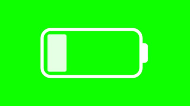 Battery Charging Animation on Green Screen Chroma Key Background for VFX