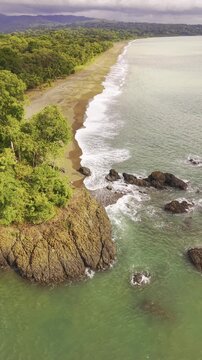 Aerial view of Osa Peninsula coastline, Costa Rica.