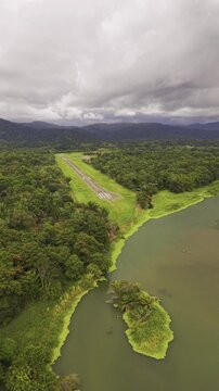 Aerial view of Osa Peninsula airstrip, Costa Rica.
