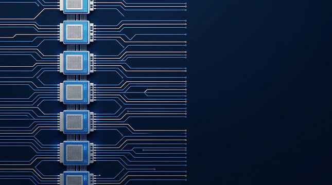 Computer Microchip Processors with Circuit Board Tracks