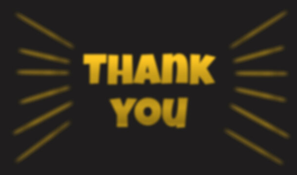 Dark grey background with golden yellow THANK YOU text and starburst shapes. Great for greeting cards, celebration posts, banners and gratitude designs.
