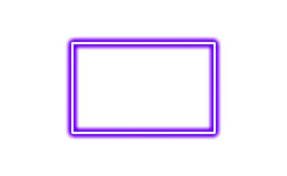 Glowing purple neon frame isolated on transparent background