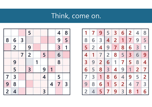 Sudoku puzzle with completed grid and hints for strategy  