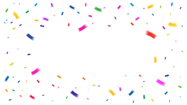 Many Falling Colorful Confetti On Transparent Background with Copy Space. Celebration Event and Party. Vector Illustration