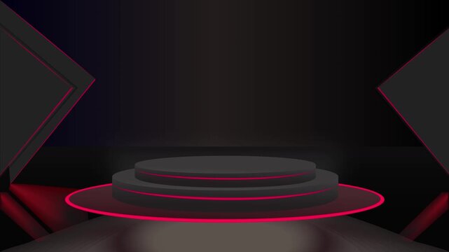 Sneakers shoe animation in the black and red color gorgeous podium or stage 