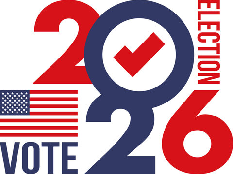 US Midterm Elections 2026. Vote 2026. Vote day. US Election. American flag Patriotic poster. Web banner. Vector illustration