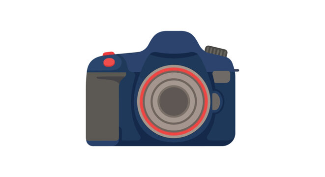 Digital single lens reflex camera a flat vector illustration with a white background