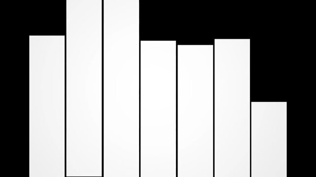 Abstract bar chart visualization with vertical white rectangles on black background