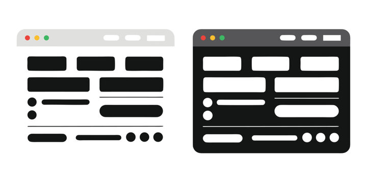 Web browser interface mockup set with navigation elements and input fields interface internet navigation template software application computer technology development platform minimalist