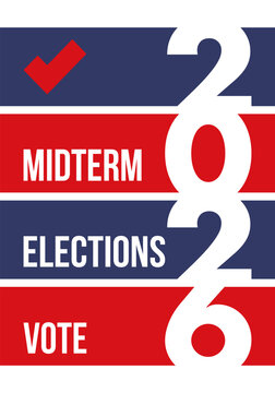 US Midterm Elections 2026. Vote 2026. Vote day. US Election. American flag Patriotic poster. Web banner. Vector illustration