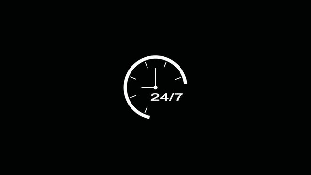 24/7 help desk animation featuring day and night, 24-hour customer support, continuous service, and nonstop support.