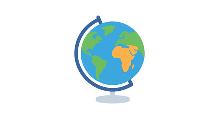 A terrestrial globe illustration features blue oceans green landmasses and an orange africa continent © MDRAZIB