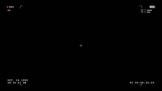 Cinema camera viewfinder recording HUD with timecode overlay alpha channel 4K