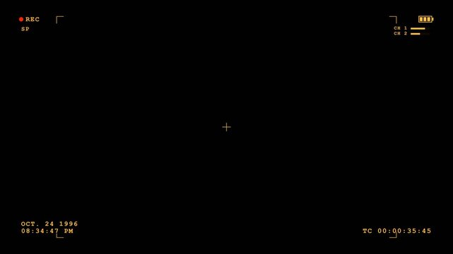 Professional cinema camera viewfinder recording screen overlay with timecode 4K